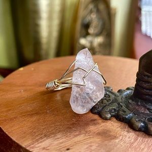 Rose Quartz Ring, Gold Plated Jewelry